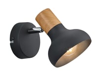 RL LIVE YOUR LIGHT Latika R81521032 zidna reflektorska svjetiljka - mat crni metal, materijal s efektom drveta, s E14 grlom, toplo bijelo svjetlo 1