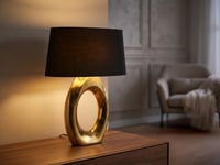 Lampă de masă din ceramică RL Live Your Light Taba cu abajur textil, culoarea auriu 2