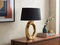 Lampă de masă din ceramică RL Live Your Light Taba cu abajur textil, culoarea auriu 6