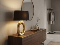 Lampă de masă din ceramică RL Live Your Light Taba cu abajur textil, culoarea auriu 7