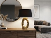 Lampă de masă din ceramică RL Live Your Light Taba cu abajur textil, culoarea auriu 9