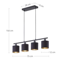 RL LIVE YOUR LIGHT Tommy R30334079 viseća svjetiljka mat crni metal s crnim platnenim sjenilom stropni luster 9