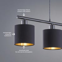 RL LIVE YOUR LIGHT Tommy R30334079 viseća svjetiljka mat crni metal s crnim platnenim sjenilom stropni luster 3