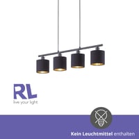 RL LIVE YOUR LIGHT Tommy R30334079 viseća svjetiljka mat crni metal s crnim platnenim sjenilom stropni luster 8