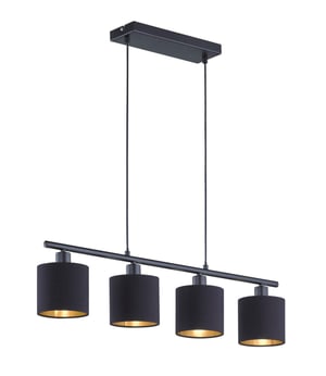 Lustră RL LIVE YOUR LIGHT Tommy R30334079, metal negru mat, cu abajur din material textil, candelabru de tavan negru