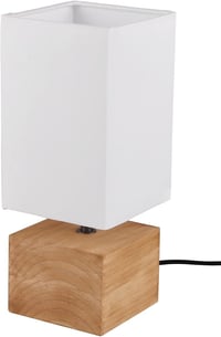 RL LIVE YOUR LIGHT Woody asztali lámpa barna fa fehér textil árnyékolóval E14 - 12x12 cm, White Shade, Table lamp 1