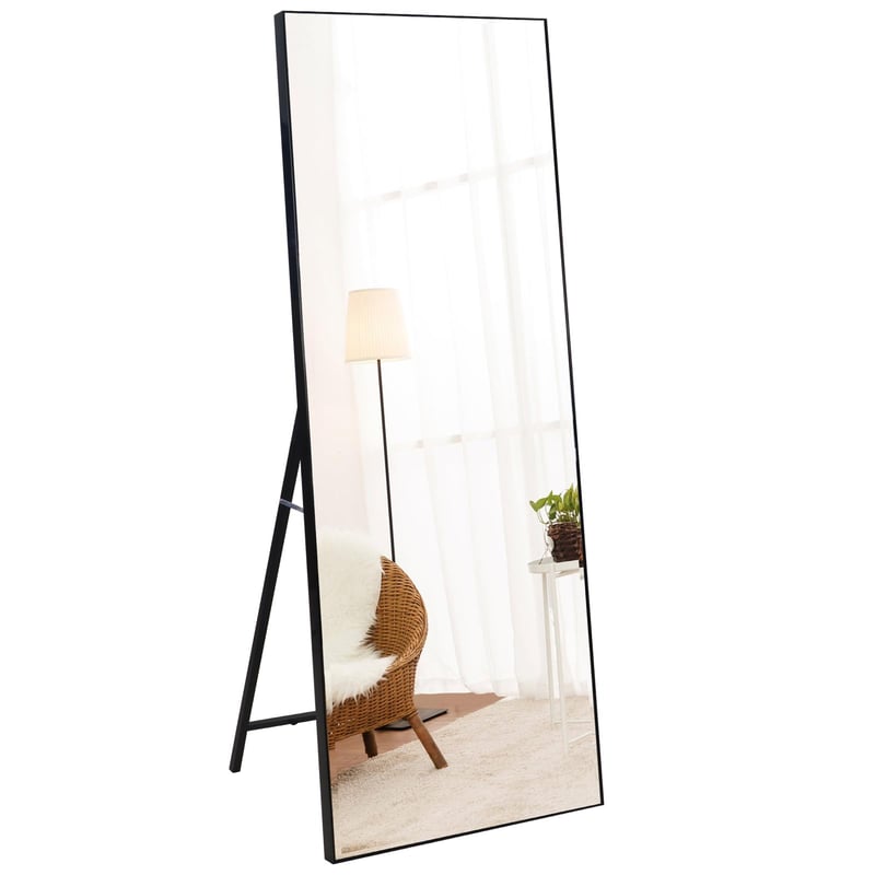 RLAVBL Oglindă de podea 165x51 cm - Cu ramă neagră, protecție anti-spargere, pentru dormitor, baie, living sau dressing