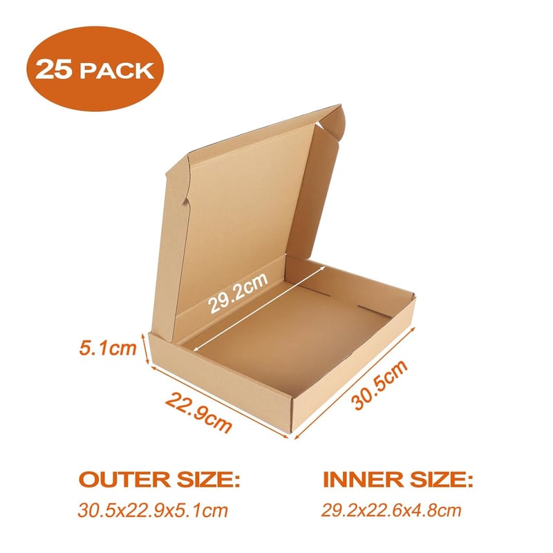 RLAVBL Barna Postai Dobozok 25 db 30,5x22,9x5,1 cm Karton Csomagküldő Doboz Játék Ajándék Szállításhoz