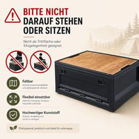 RMAN 2 ks skladací úložný box 38 l s vekom a kolieskami, PP plast, kempingový box, čierny, na organizáciu obuvi 4