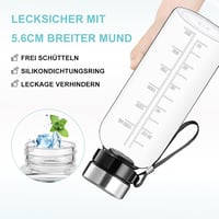 RNCKUUE 2 Literes Üveg Kulacs Szűrővel - BPA-mentes Boroszilikát Üveg Vízpalack Neoprén Tokkal és Palackmosó Kefével - Időjelzéses Motiváció 4