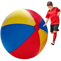 Minge de plajă gonflabilă RNPKZ cu diametrul de 100 cm, minge de apă gigantică din cauciuc rezistent, se umflă cu pompă manuală, minge de fotbal de plajă extra mare pentru piscină, jucărie pentru interior și exterior 1