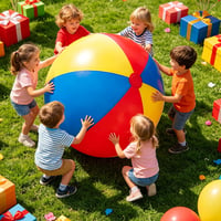 Minge de plajă gonflabilă RNPKZ cu diametrul de 100 cm, minge de apă gigantică din cauciuc rezistent, se umflă cu pompă manuală, minge de fotbal de plajă extra mare pentru piscină, jucărie pentru interior și exterior 6