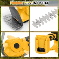 Roadtime 2in1 Akkumulátoros Sövényvágó és Fűnyíró 60° Állítható Elektromos Kerti Olló DeWalt 20V 5