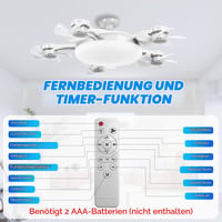 Roadtime E27 stropni ventilator sa svjetiljkom i daljinskim upravljačem, 80W LED, 5 sklopivih lopatica, 3 temperature boje, 3 brzine, tajmer, za spavaću sobu 9