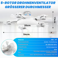 Roadtime E27 stropni ventilator sa svjetiljkom i daljinskim upravljačem, 80W LED, 5 sklopivih lopatica, 3 temperature boje, 3 brzine, tajmer, za spavaću sobu 5