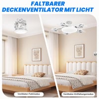 Roadtime E27 stropni ventilator sa svjetiljkom i daljinskim upravljačem, 80W LED, 5 sklopivih lopatica, 3 temperature boje, 3 brzine, tajmer, za spavaću sobu 4