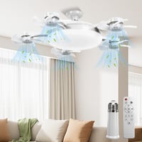 Roadtime E27 stropni ventilator sa svjetiljkom i daljinskim upravljačem, 80W LED, 5 sklopivih lopatica, 3 temperature boje, 3 brzine, tajmer, za spavaću sobu 1