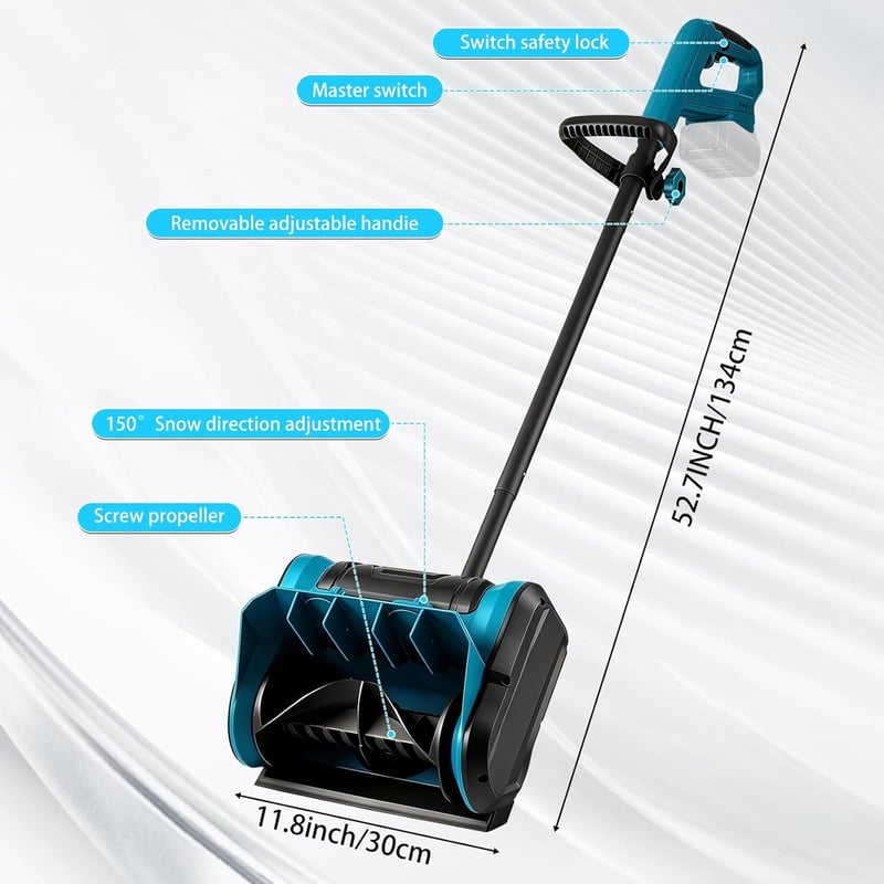 Roadtime Makita 18V akkus hótoló, 1000W kefe nélküli hóeltakarító, 8m dobástáv