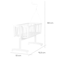 Leagăn pentru bebeluși roba Adam și Bufniță 40x90 cm - Cu roți și funcție de fixare, set textil complet, lemn alb 6