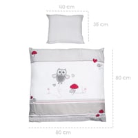 Leagăn pentru bebeluși roba Adam și Bufniță 40x90 cm - Cu roți și funcție de fixare, set textil complet, lemn alb 3