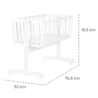Leagăn Roba cu Saltea 40x90 cm - Funcție de Balansare cu Șurub de Blocare și Roți cu Frână - Set pentru Bebeluși, Fete și Băieți - Lemn Alb 3