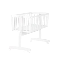 Leagăn Roba cu Saltea 40x90 cm - Funcție de Balansare cu Șurub de Blocare și Roți cu Frână - Set pentru Bebeluși, Fete și Băieți - Lemn Alb 1