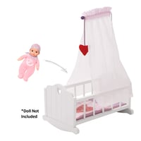 roba Fienchen Bababölcső Textil Felszereléssel, Ágyneművel és Baldachinnal, Fehér Lakkozott Fa Bababútor Kiegészítő 6