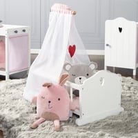 roba Fienchen Bababölcső Textil Felszereléssel, Ágyneművel és Baldachinnal, Fehér Lakkozott Fa Bababútor Kiegészítő 4