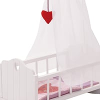 roba Fienchen Bababölcső Textil Felszereléssel, Ágyneművel és Baldachinnal, Fehér Lakkozott Fa Bababútor Kiegészítő 3