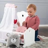 roba Fienchen Bababölcső Textil Felszereléssel, Ágyneművel és Baldachinnal, Fehér Lakkozott Fa Bababútor Kiegészítő 5
