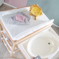 roba Komplet za kupanje i prematanje beba – Izvlačna komoda za prematanje s ugrađenom kadicom, boja prirodnog drveta, s bijelom podlogom za prematanje, 1 kom. 8