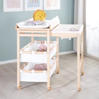 roba Komplet za kupanje i prematanje beba – Izvlačna komoda za prematanje s ugrađenom kadicom, boja prirodnog drveta, s bijelom podlogom za prematanje, 1 kom. 5