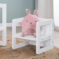 roba Kindersitzgruppe 3in1 Gyerek Asztal és Szék Szett – Fehér Fa Fordítható Hocker és Pad – 9 hónaptól 10 éves korig 5