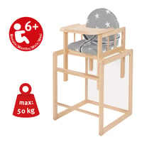 Kombinovaná detská stolička roba Little Stars 7512F190, rozložiteľná na stôl a stoličku, prírodné drevo s polstrovaným sedadlom 2