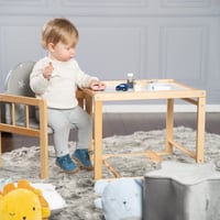Kombinovaná detská stolička roba Little Stars 7512F190, rozložiteľná na stôl a stoličku, prírodné drevo s polstrovaným sedadlom 5
