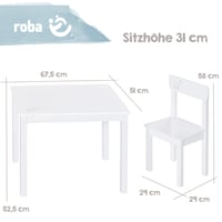 Set de Mobilier pentru Copii roba Little Stars – 2 Scaune și 1 Masă, Set din Lemn Lăcuit Alb cu Model de Steluțe 3
