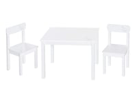 Set de Mobilier pentru Copii roba Little Stars – 2 Scaune și 1 Masă, Set din Lemn Lăcuit Alb cu Model de Steluțe 1