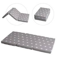 Skladacia cestovná matrac pre bábätká roba Little Stars - 60x120 cm - Odnímateľný poťah so vzorom sivých hviezdičiek - S prenosnou taškou - 5,5 cm v 7