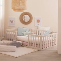 Detská Montessori posteľ roba 70x140 cm – Podlahová posteľ s roštom a ochranou proti vypadnutiu – Stone Washed – Montessori spanie pre batoľatá 4
