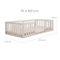 Detská Montessori posteľ roba 70x140 cm – Podlahová posteľ s roštom a ochranou proti vypadnutiu – Stone Washed – Montessori spanie pre batoľatá 7