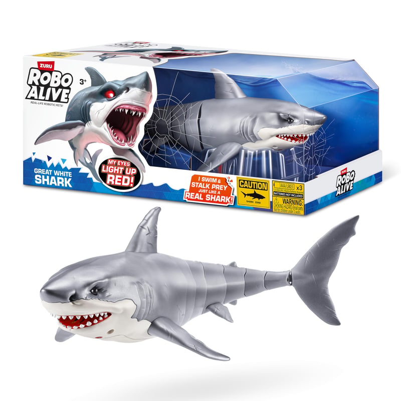 Batériová hračka žraloka Robo Alive Great White Shark 1. séria so svetelným efektom