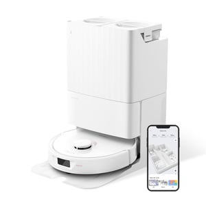 Robot aspirator și mop Roborock Qrevo cu stație de andocare, putere de aspirare 5500 Pa, mop rotativ dublu, cartografiere 3D, golire automată și