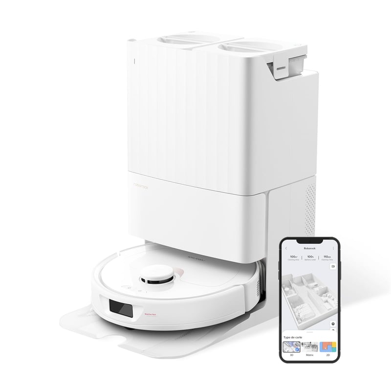 Robotický vysávač a mop Roborock Qrevo, sací výkon 5500 Pa, 3D mapovanie, dvojitý rotačný mop, automatické nabíjanie, vyprázdňovanie a čistenie