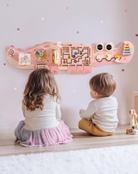 Panou de activități din lemn ROBOTIME Crocodil, jucărie interactivă Montessori de tip centru de activități cu sortator de forme pentru copii 9