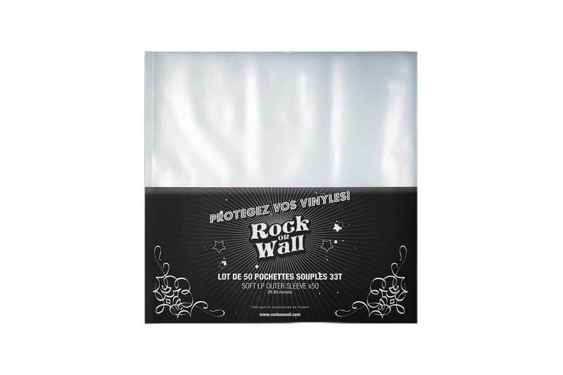 Huse de Protecție pentru Discuri Vinil Rock on Wall Soft Bag 33T, 50 buc. – Polietilenă Reciclată 80 Microni – Protecție împotriva Prafului și Umidității