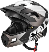 ROCKBROS Gyerek Kerékpáros Sisak Leválasztható Állvédővel, BMX MTB Downhill Helmet 48-58cm - M, Titanium (removable brim) 1