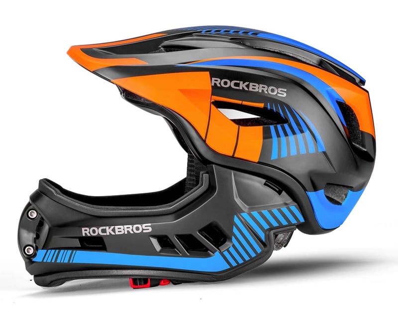 Cască integrală pentru copii ROCKBROS, mărimea M (53-58 cm), cu bărbie detașabilă, pentru BMX, MTB, Downhill, pentru băieți și fete