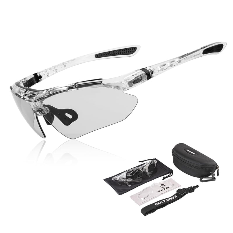 Ochelari de ciclism fotocromatici ROCKBROS cu protecție UV400 și bandă de fixare, compatibili cu ochelari de vedere