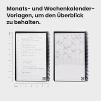 Znovupoužiteľný nedatovaný plánovač produktivity Rocketbook Fusion, 15 x 22,4 cm, modrý – ciele, mesačný a týždenný kalendár, denný zoznam úloh, linajkové a bodkované strany 6