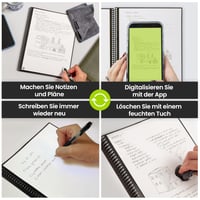 Znovupoužiteľný nedatovaný plánovač produktivity Rocketbook Fusion, 15 x 22,4 cm, modrý – ciele, mesačný a týždenný kalendár, denný zoznam úloh, linajkové a bodkované strany 2